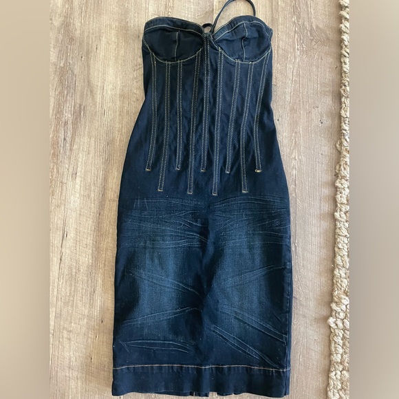 Baby Phat Dresses & Skirts - Baby phat strapless y2k jean corset dress size 3